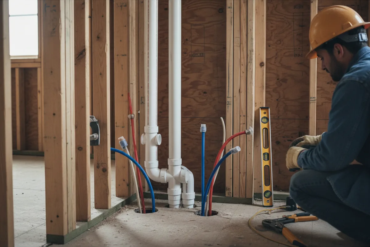 Drain and supply rough-in during Drain Cleaning in Water Mill