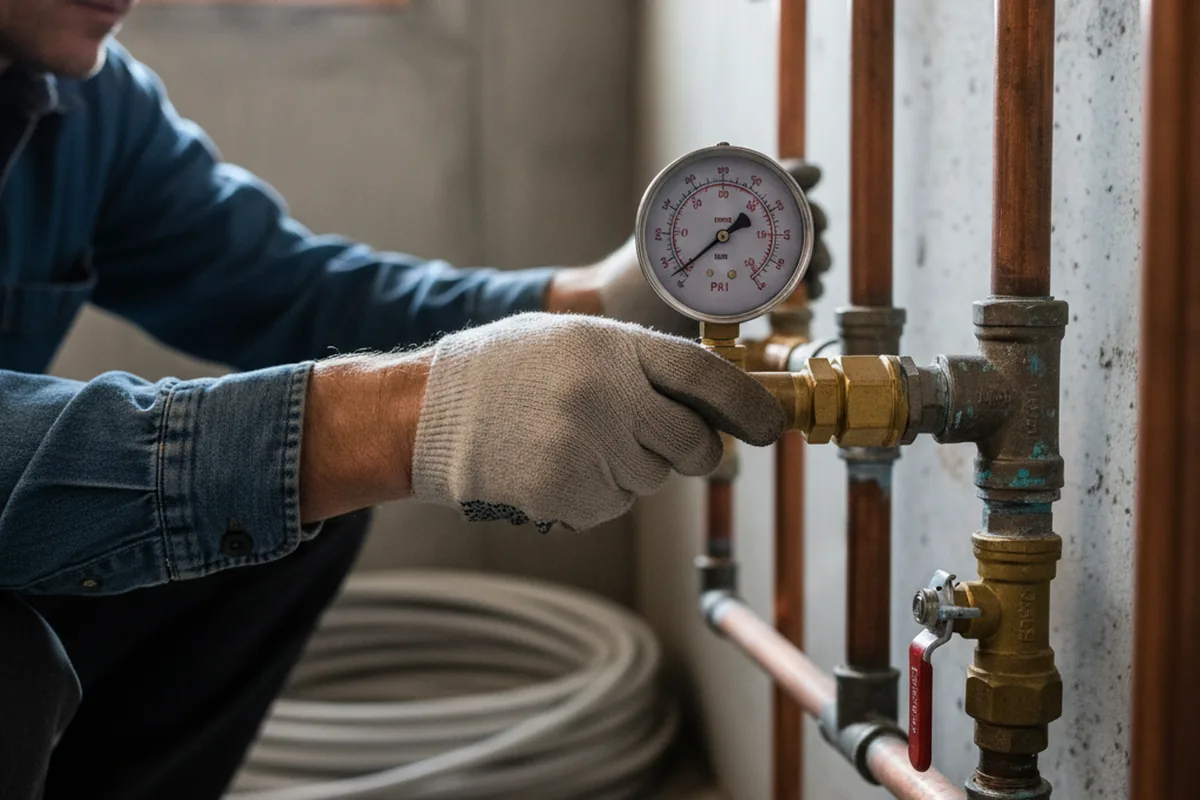 Pressure testing a repaired line during Water Line Repair in Water Mill
